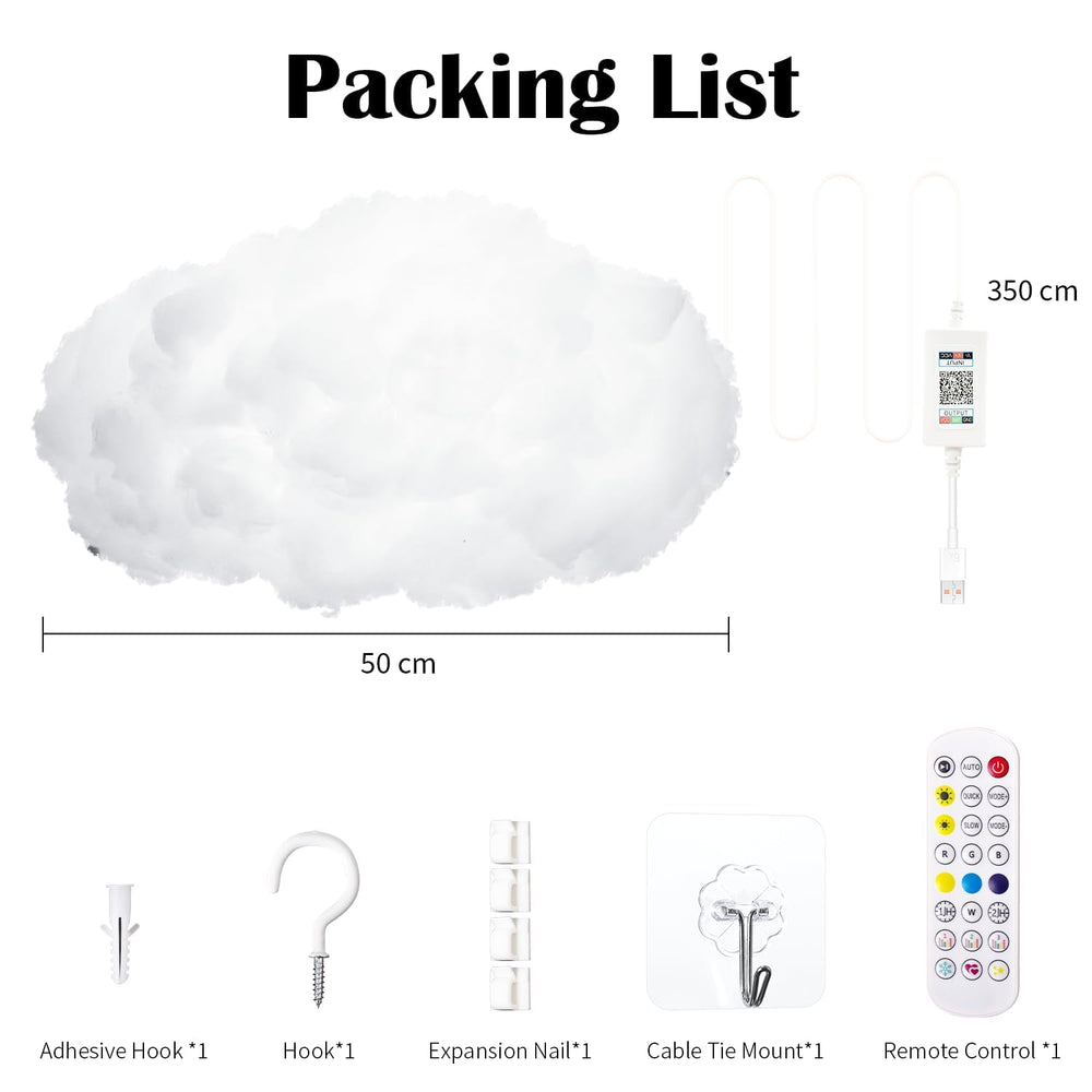 oooYYDSxxx 3D Cloud Lamp simple ceiling installation using included buckles.