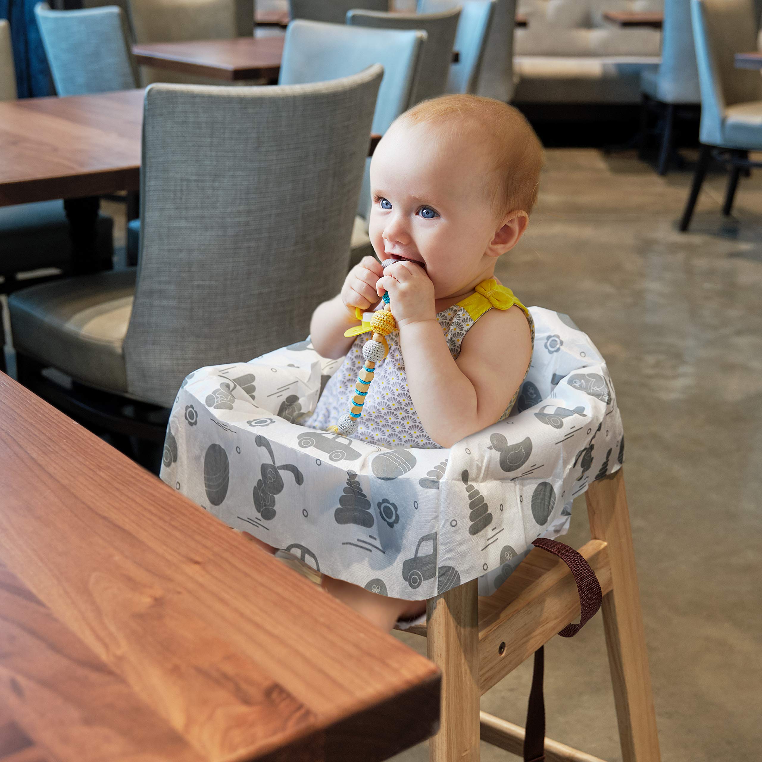 Oopsababy disposable high chair covers waterproof polyethylene with polypropylene cotton backing protects chairs from messes