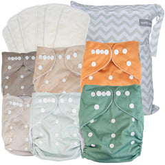 OOPSY LUCY cloth diapers 6-pack demonstrates soft outer shells for everyday diapering convenience.