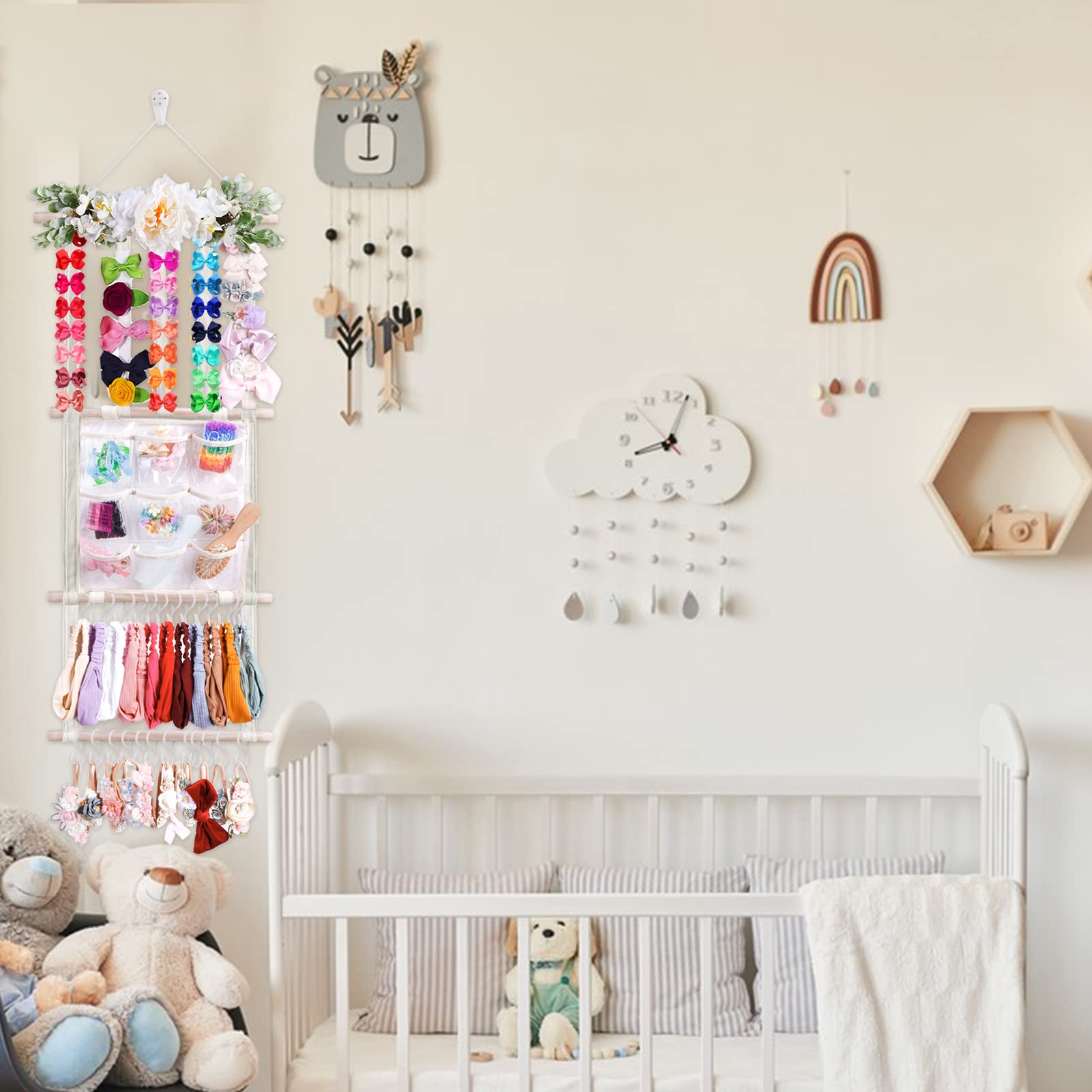 OOSAKU headbands organizer close-up on canvas highlights sturdy construction for easy access.