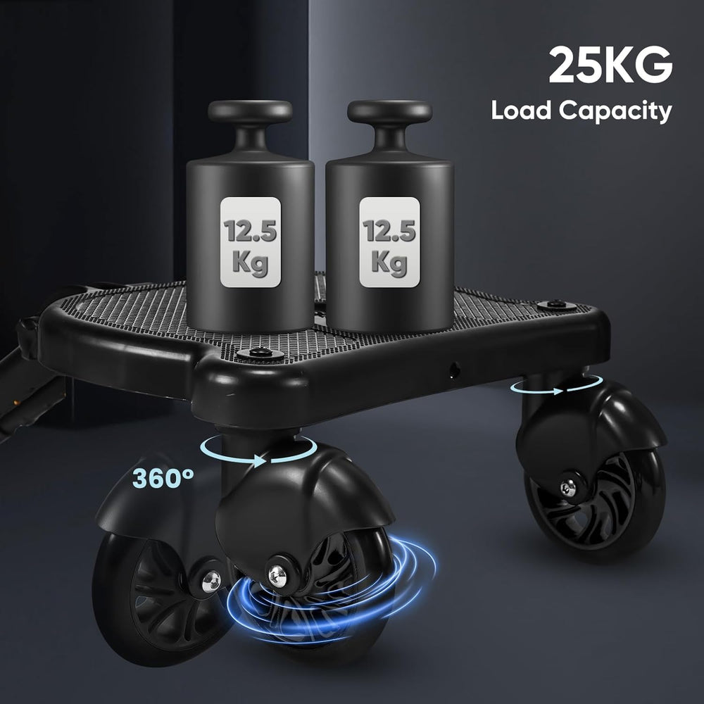 Opdzivk universal stroller board folds compactly for easy storage when not in use.