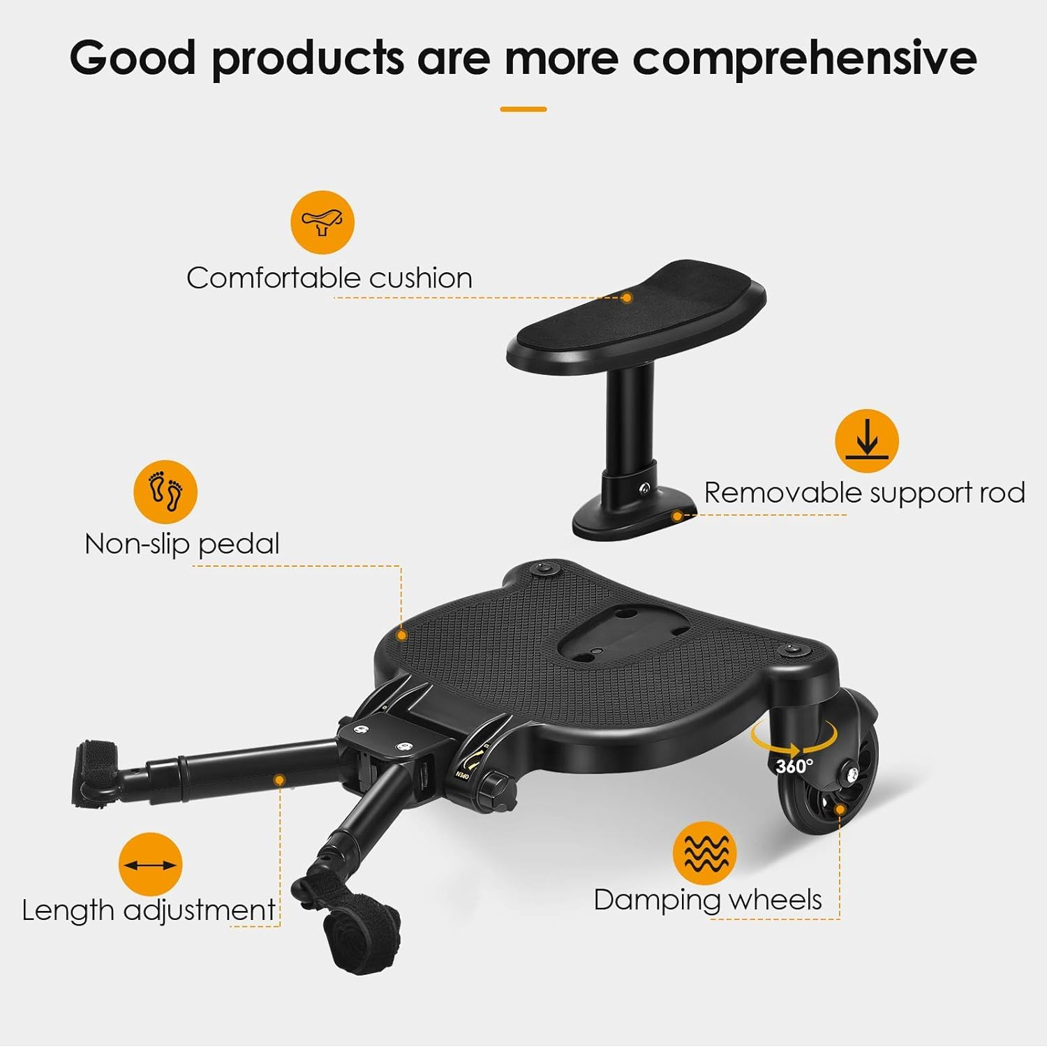 Opdzivk universal stroller board with Velcro attachment enables quick, stable fitting.
