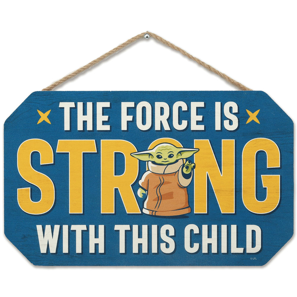 Open Road Brands Baby Yoda hanging wood sign for wall display, ideal nursery decor.