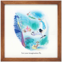 Open Road Brands Disney Peter Pan framed wall art featuring Peter Pan for kids' rooms.