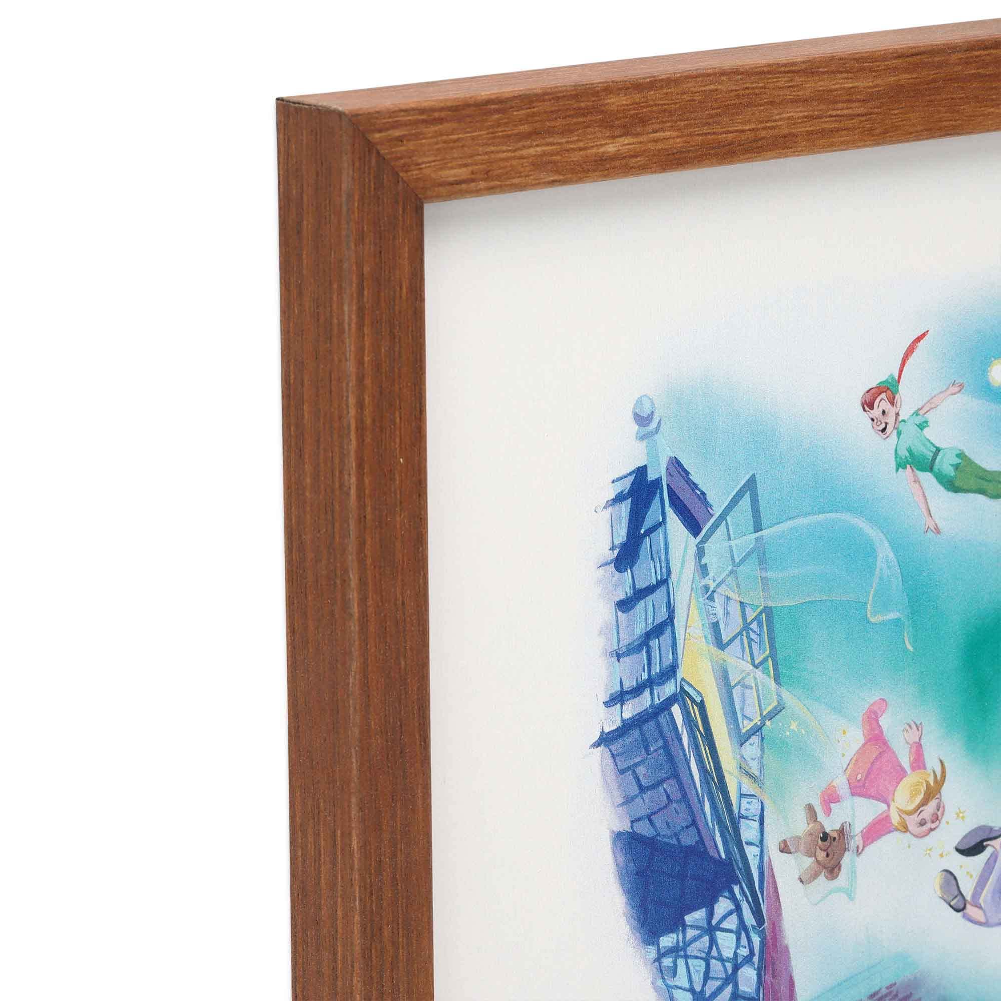 Open Road Brands Peter Pan wood-framed wall decor offers easy hanging and durable display.