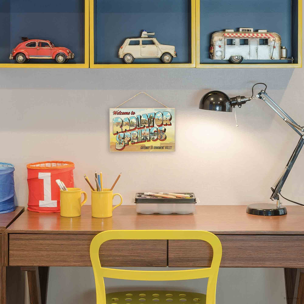 Open Road Brands MDF wall decor with compact size for small walls and shelves.