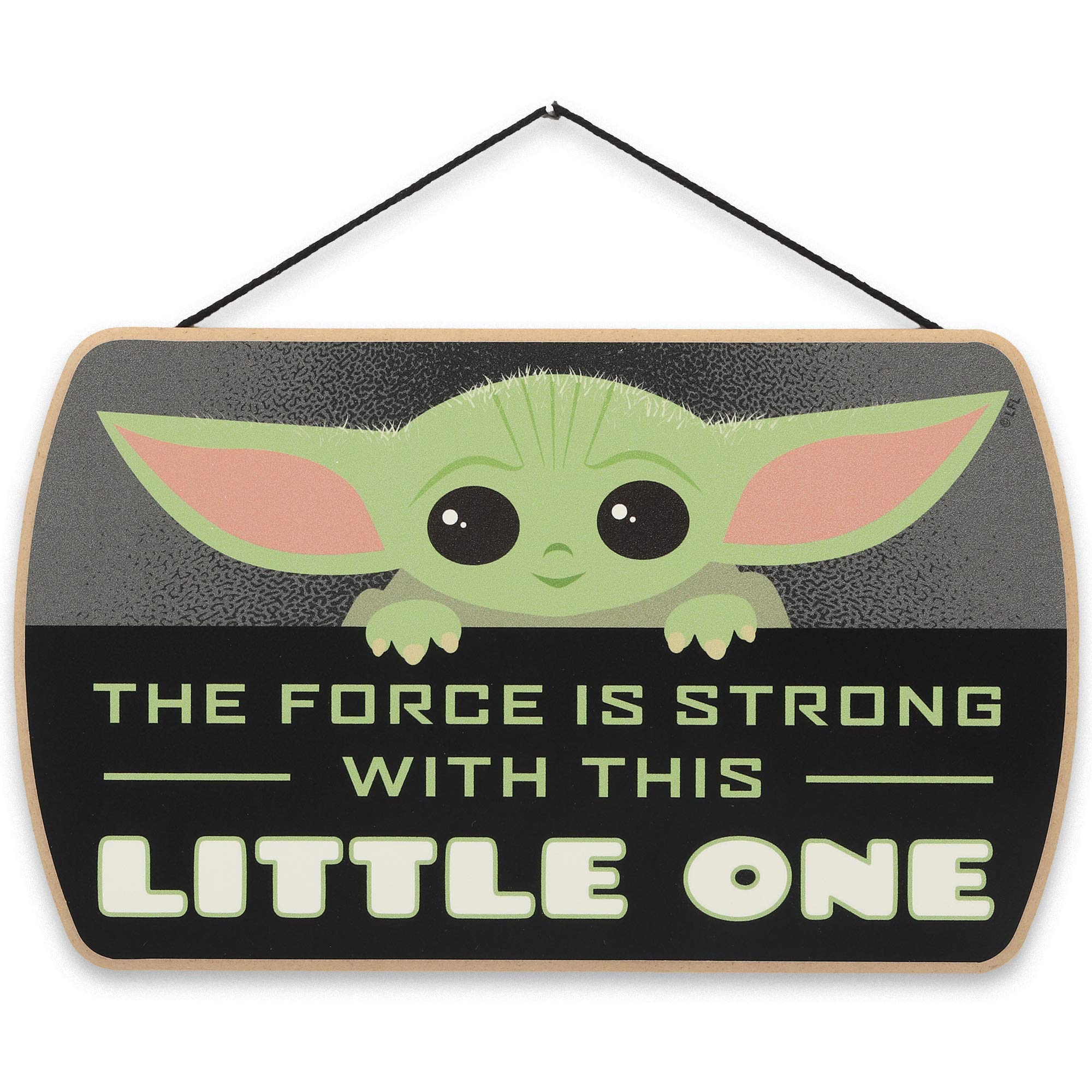 Open Road Brands Disney Star Wars Baby Yoda wall sign with Grogu peeking for nursery charm