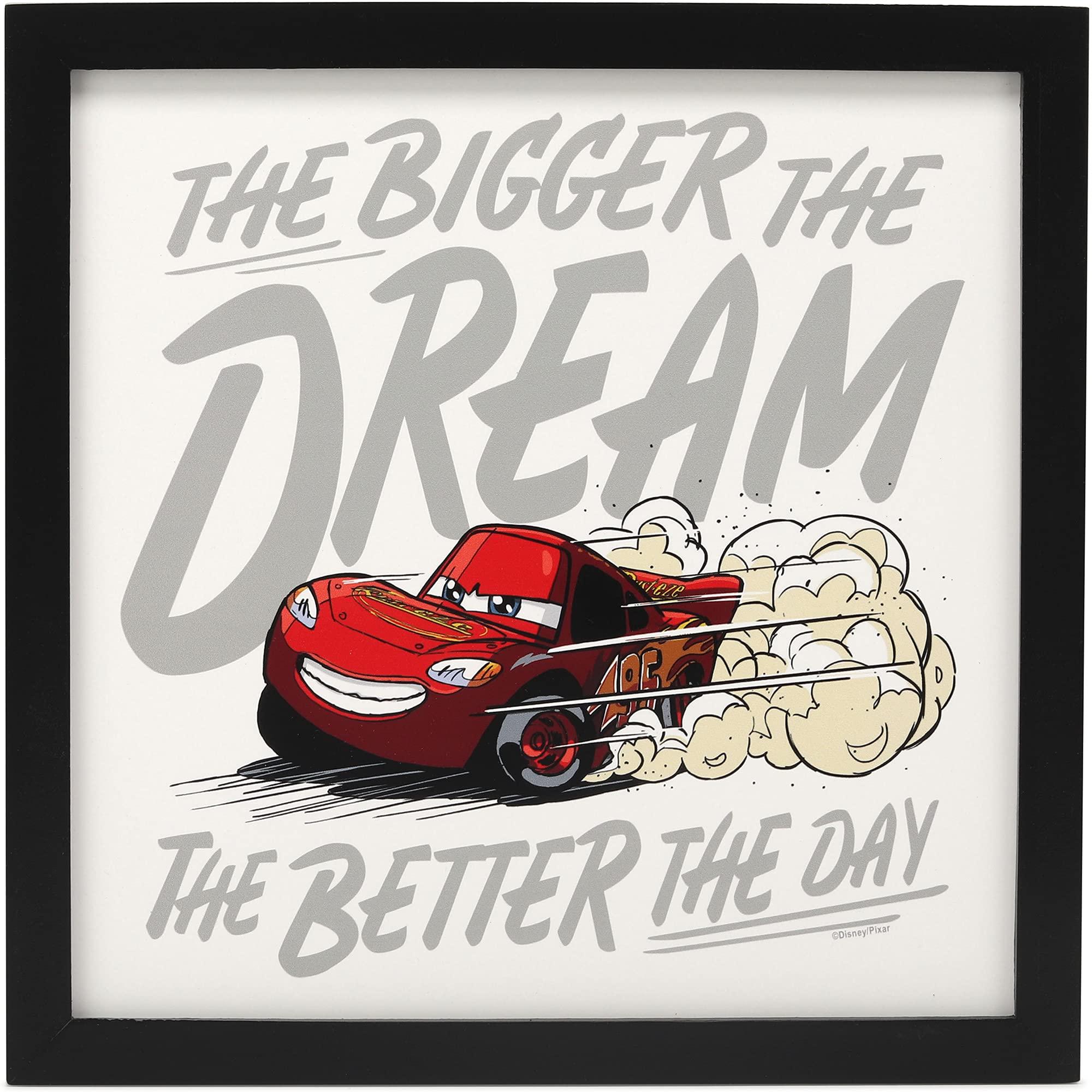 Open Road Brands Lightning McQueen framed wall decor action shot fuels playroom energy