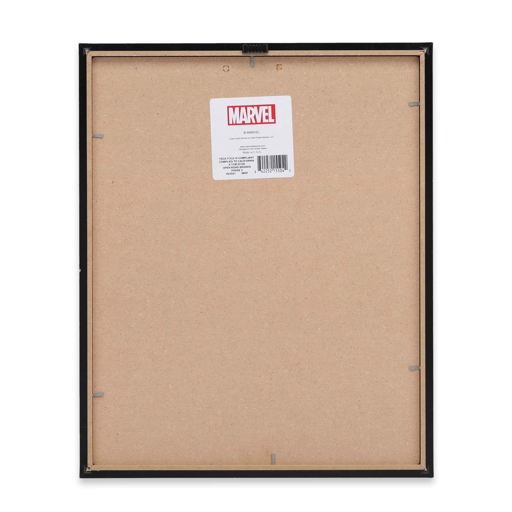 Open Road Brands Marvel Avengers framed wood wall decor showcases assemble-team artwork for living spaces.