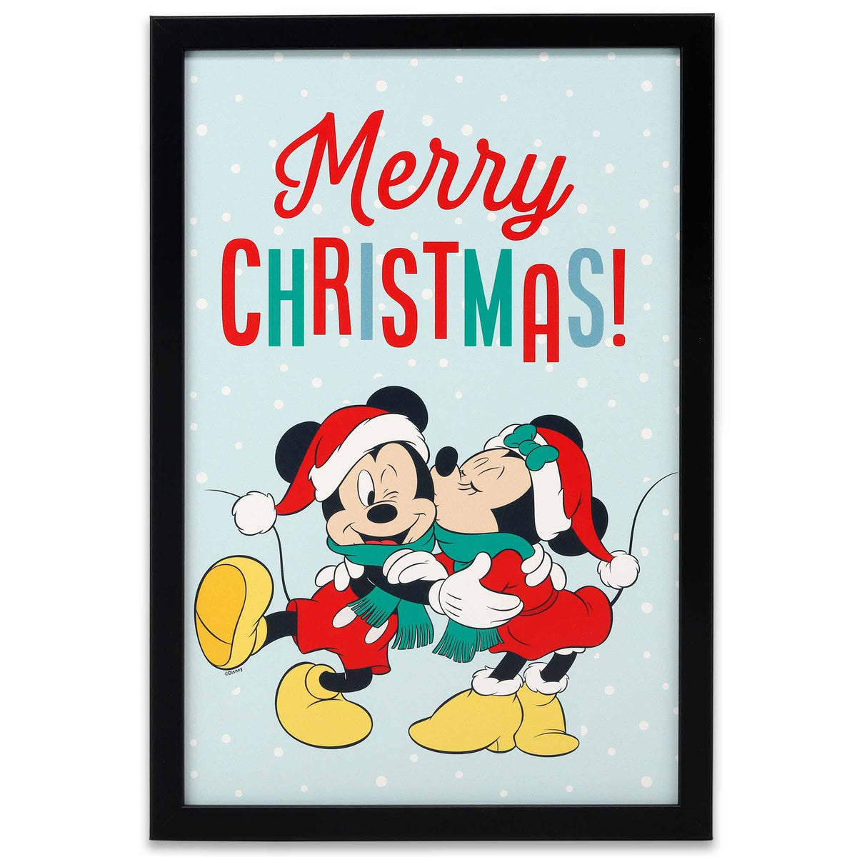 Open Road Brands Mickey Minnie Christmas frame front view adds festive charm to any room.