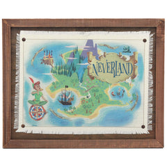 Open Road Brands Peter Pan Neverland map framed wall art adds whimsical charm.