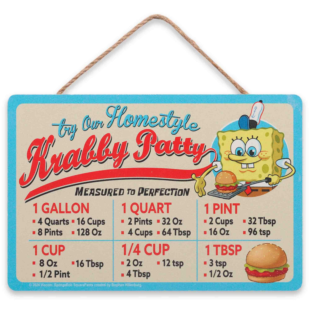 Open Road Brands SpongeBob Krabby Patty Sign wall decor brightens kitchen space and sparks conversation.