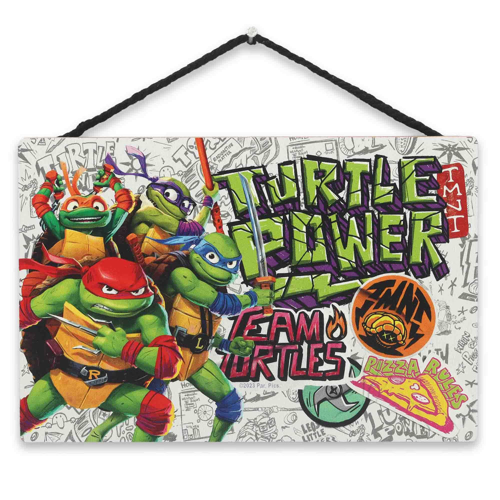 Open Road Brands TMNT wall decor Turtle Power ready for kid's room display and fan flair.