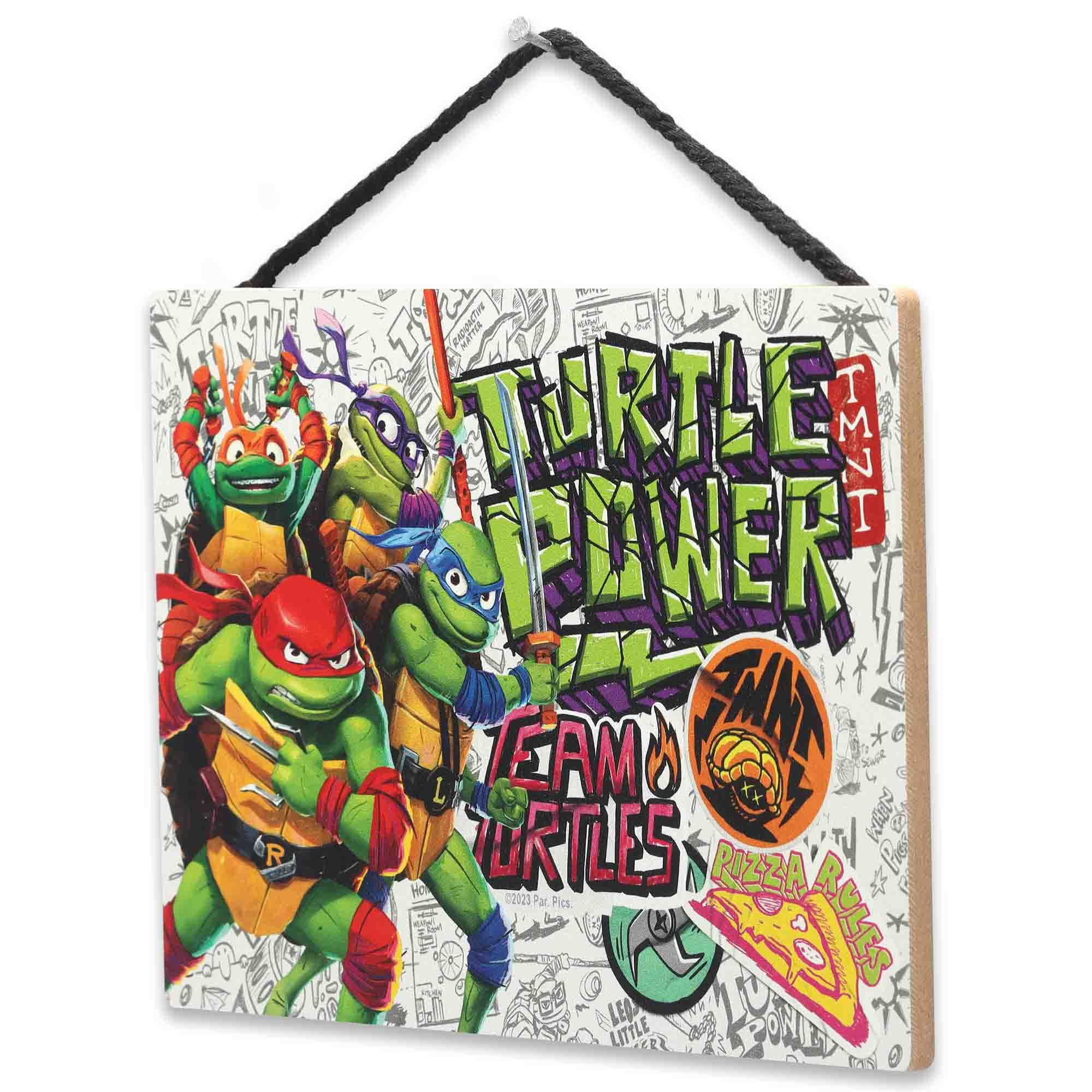 Open Road Brands TMNT wall sign Team Turtles enhances man cave or movie room ambiance.