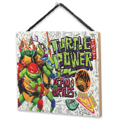 Open Road Brands TMNT wall sign Team Turtles enhances man cave or movie room ambiance.