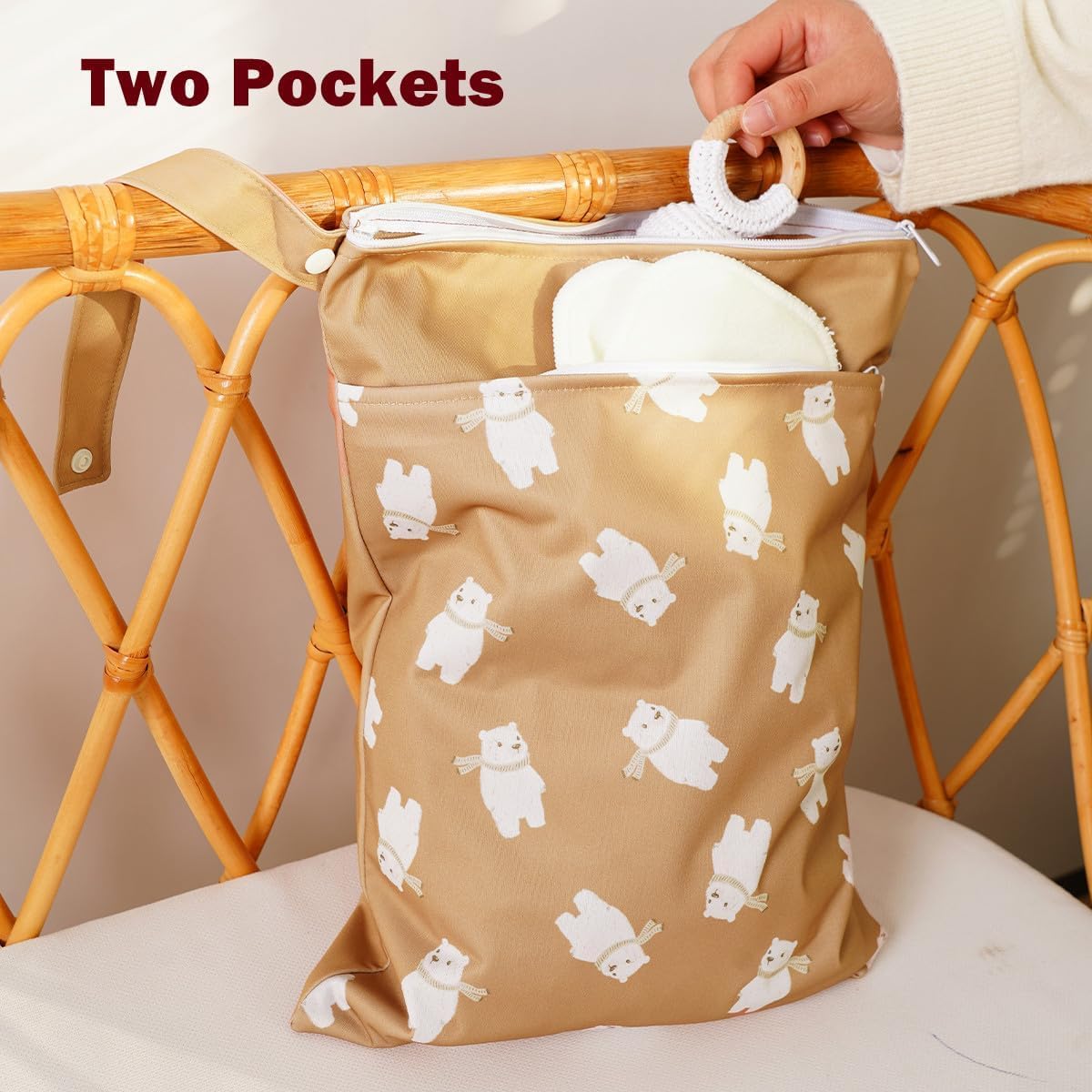Opgroeie waterproof layer bag shows polyester outer layer with breathable TPU protection.