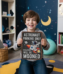 Opix Design Astronaut Parking Sign durable aluminum—long-lasting wall art