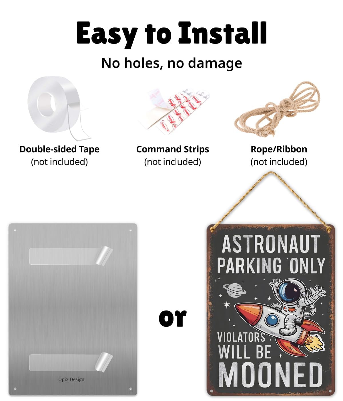 Opix Design Astronaut Parking Sign nursery decor—fits space-themed nurseries and play areas