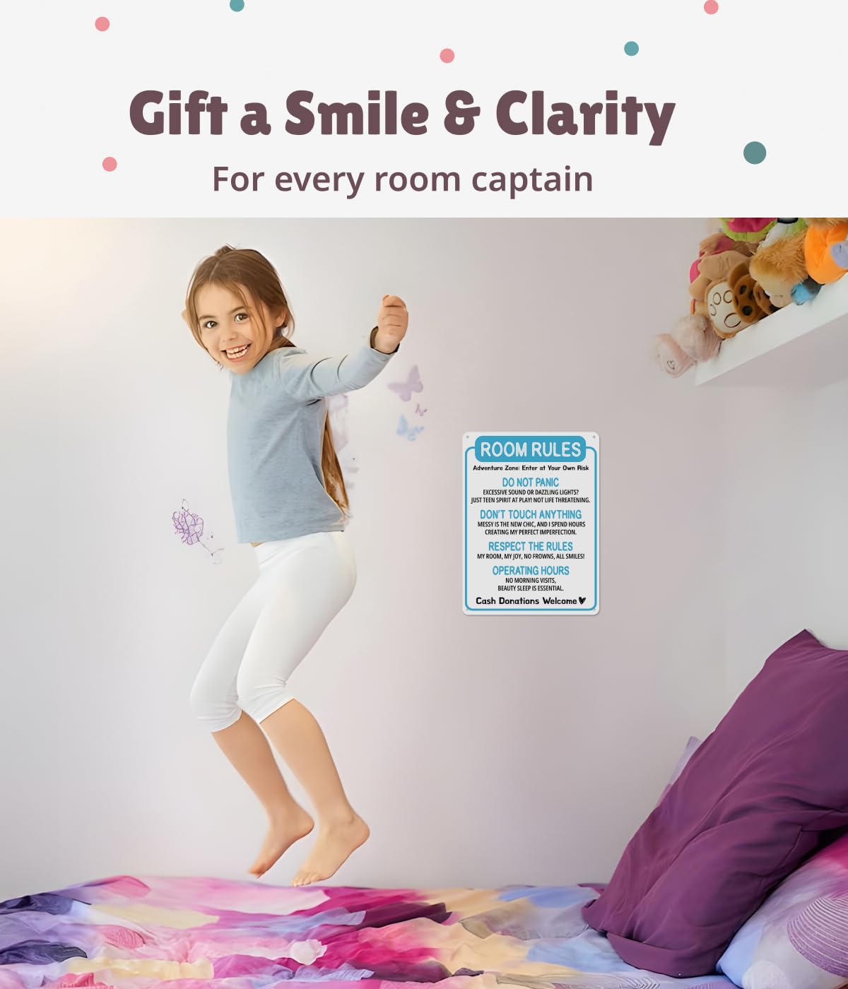 Opix Design bedroom door sign blue decor brightens teen space.