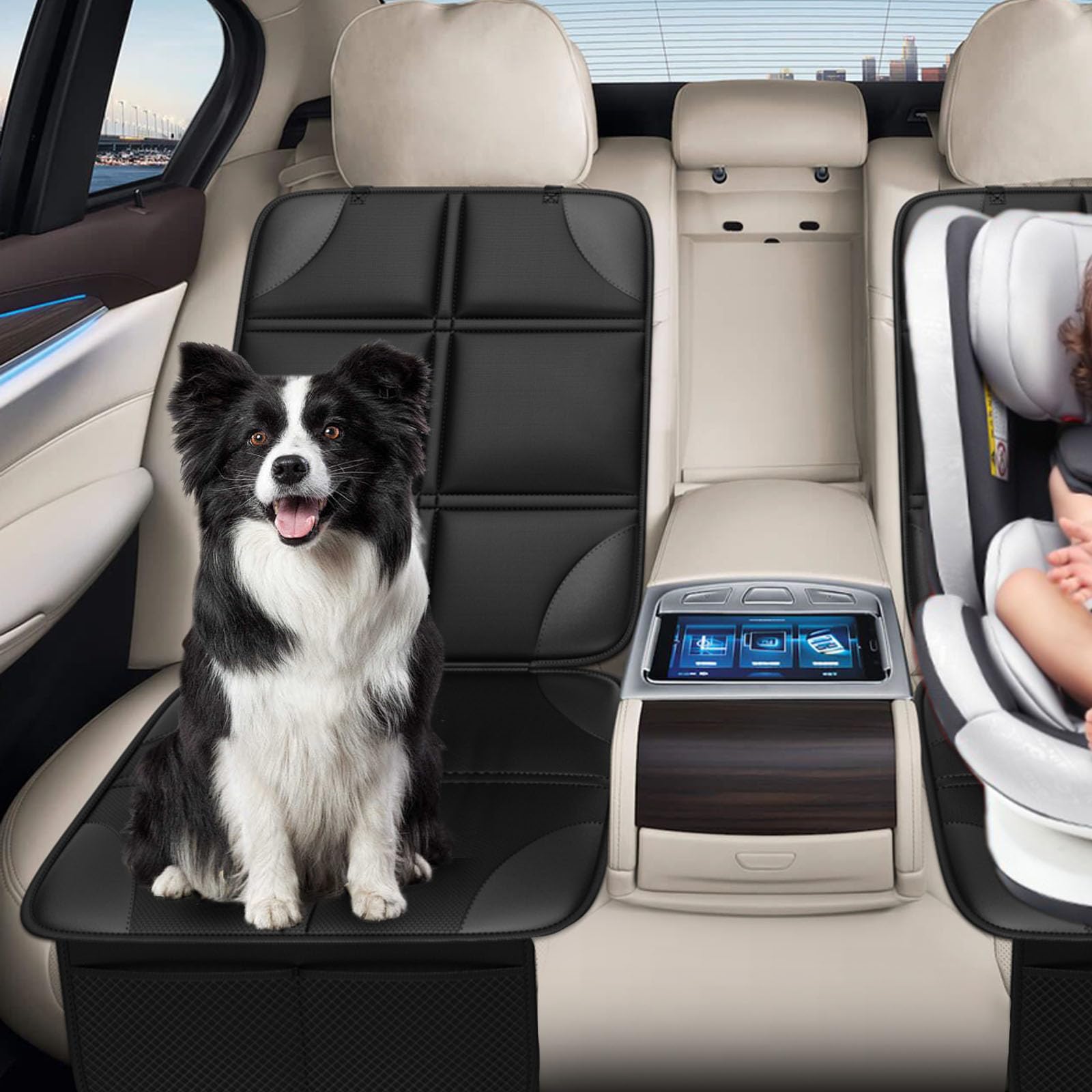 OpNelDum car seat protector waterproof fabric protects seats and wipes clean easily