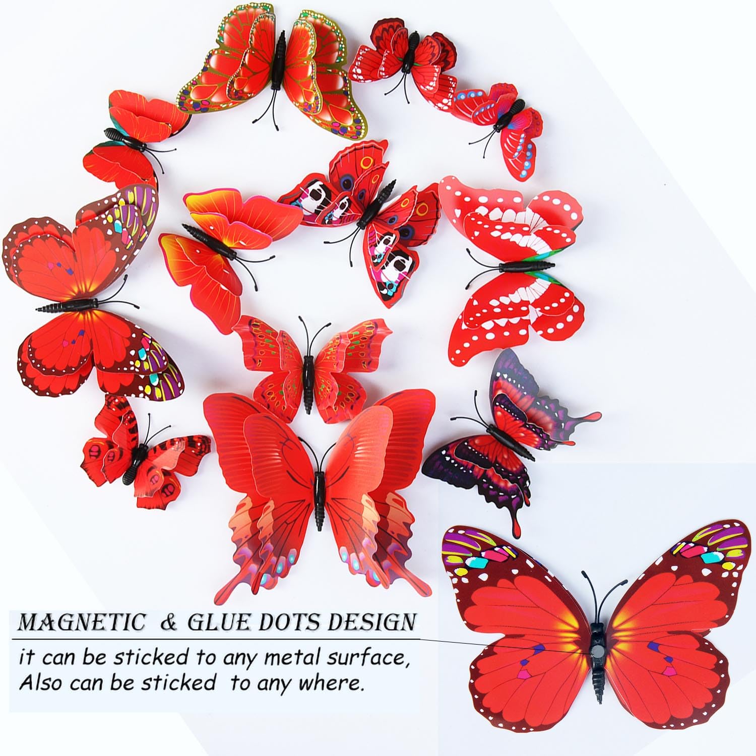 OPSEAM four-size 3D butterflies pack ideal for versatile party and home decoration.