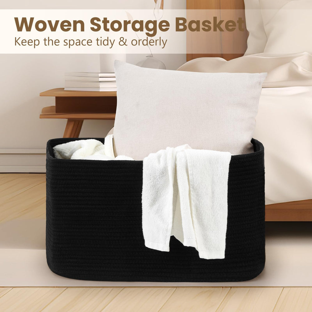 Optish 75L basket cotton rope material offers durable, safe storage.