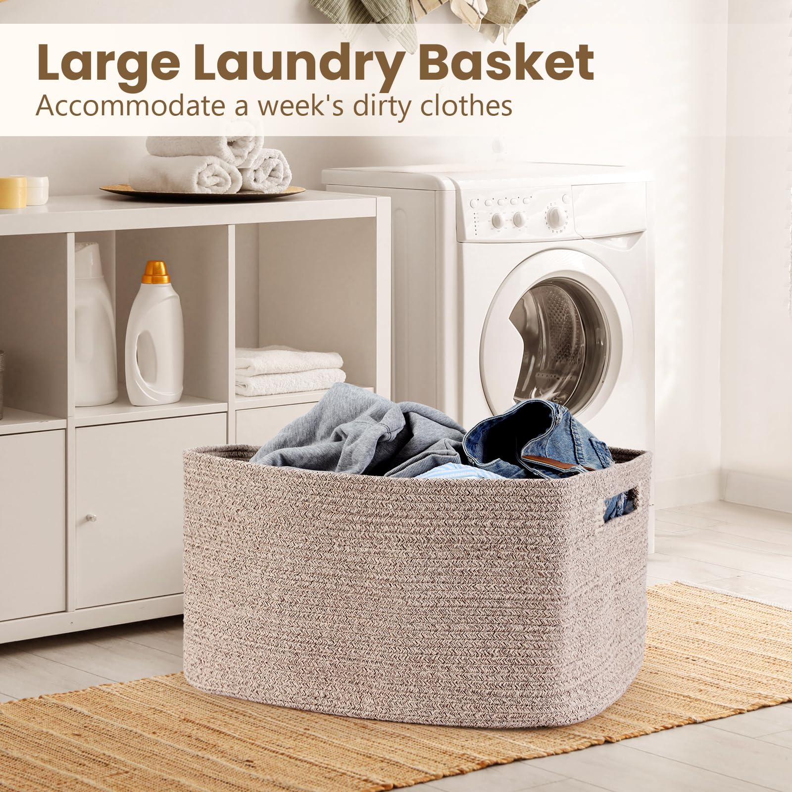 Optish 75L Blanket Basket with sturdy handles enables easy relocation.