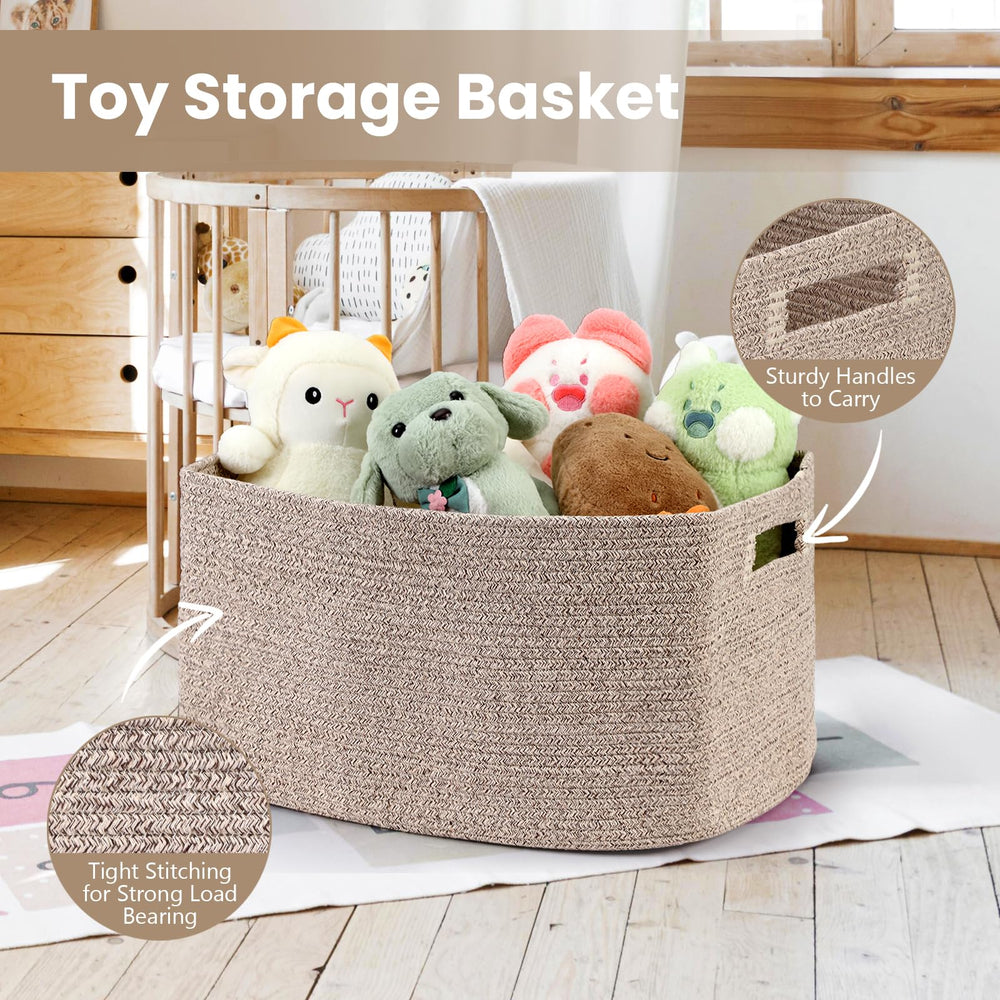 Optish 75L Blanket Basket in living room helps keep essentials organized.