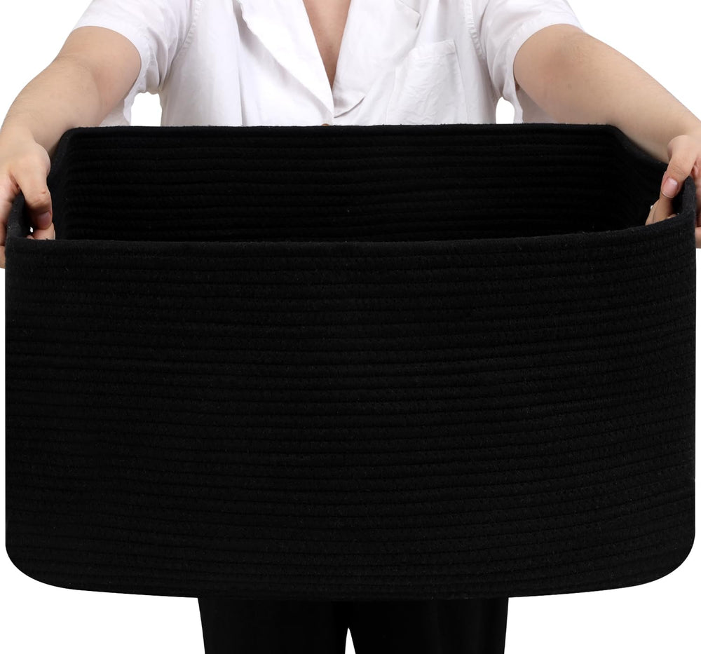 Optish 75L blanket basket rectangle weave with handles for easy transport.