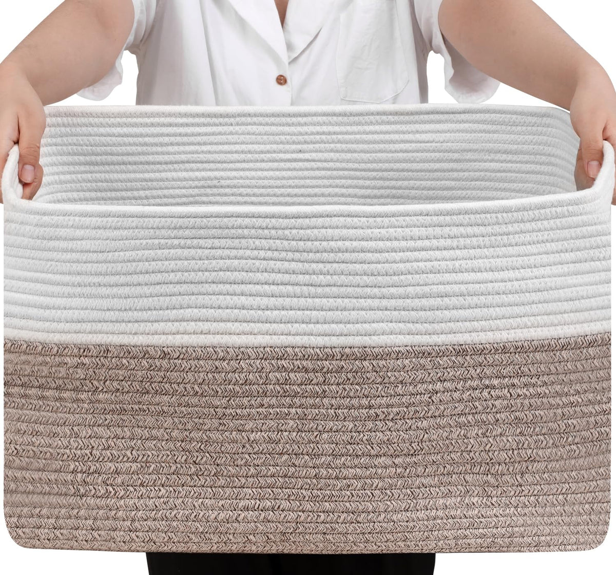 Optish 75L blanket basket with rectangular shape and sturdy handles for easy storage