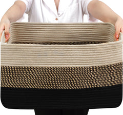Optish 75L blanket basket, rectangular view for clutter-free living room storage.