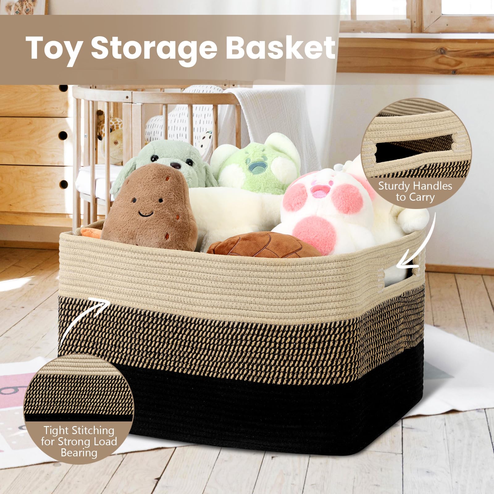 Optish 95L basket made of durable cotton for long-lasting use.