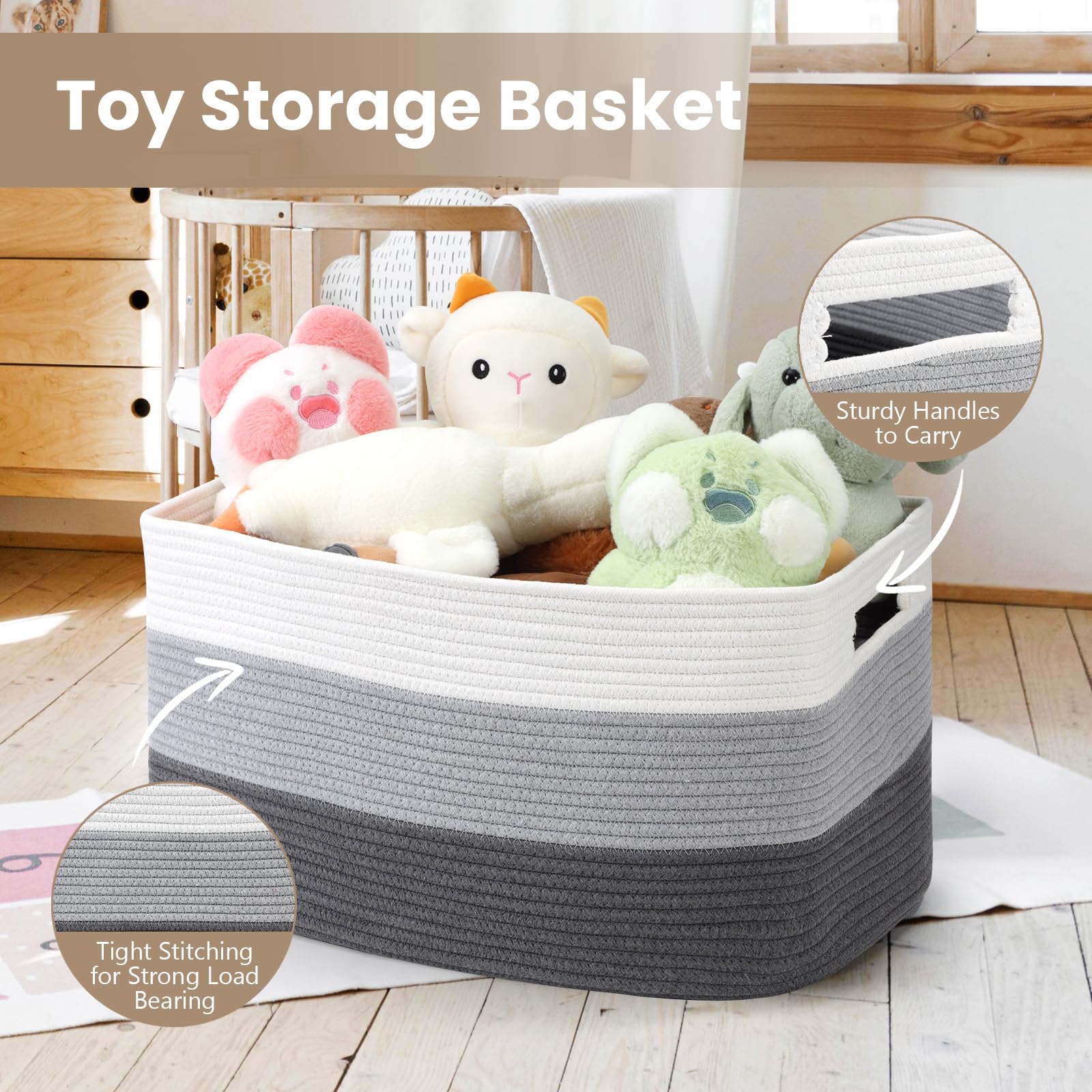 Optish 95L Blanket Basket made of durable cotton for daily use