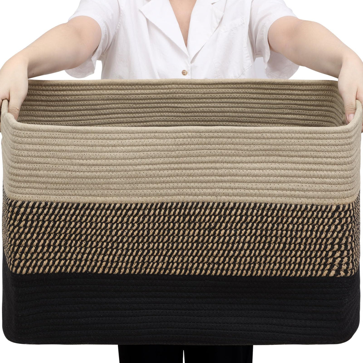 Optish 95L blanket basket folded for compact storage and quick space saving.