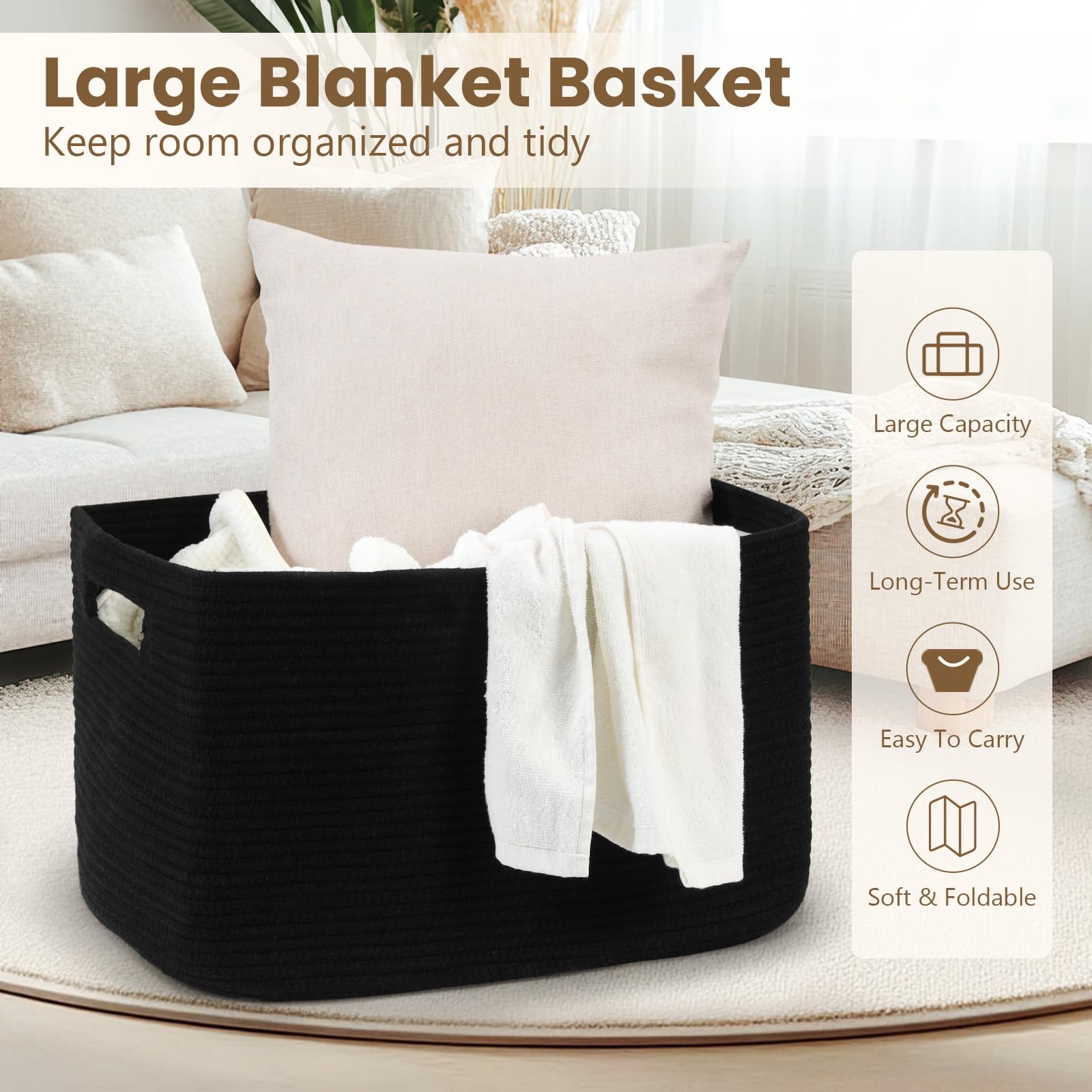 Optish 95L blanket basket folded design saves space when not in use
