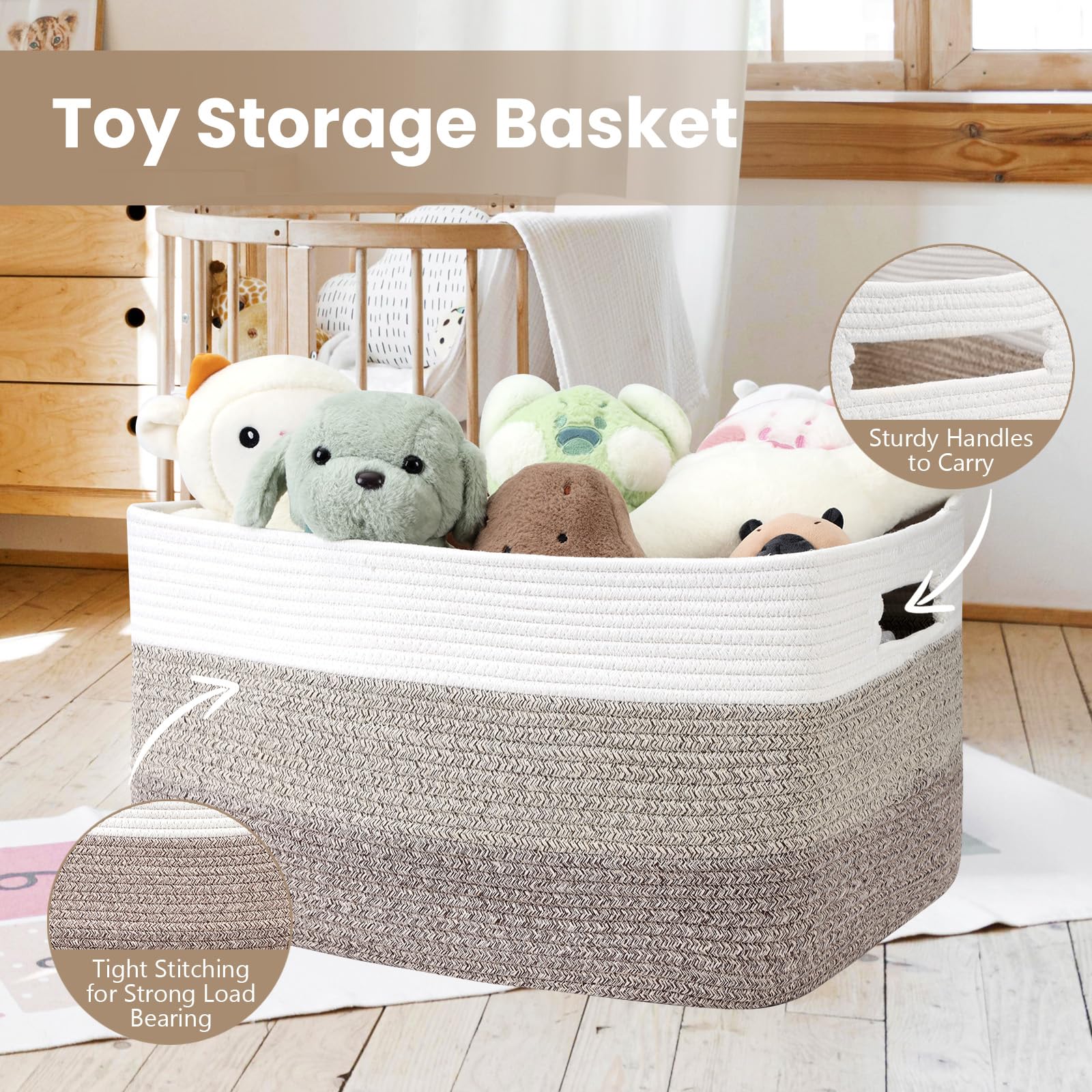 Optish 95L Basket in living room complements decor while organizing.