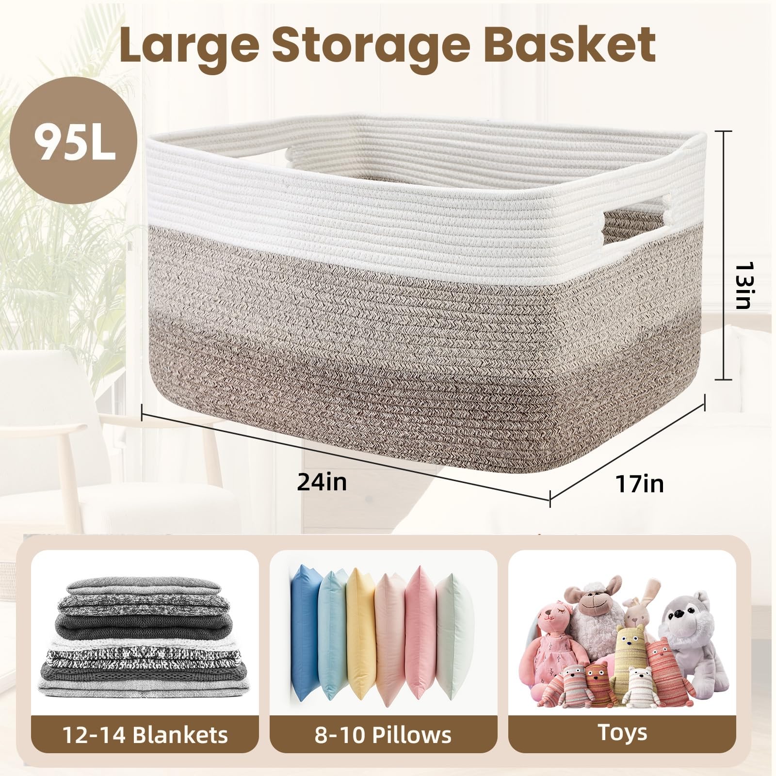 Optish 95L Basket in nursery ready for toys and clothes.