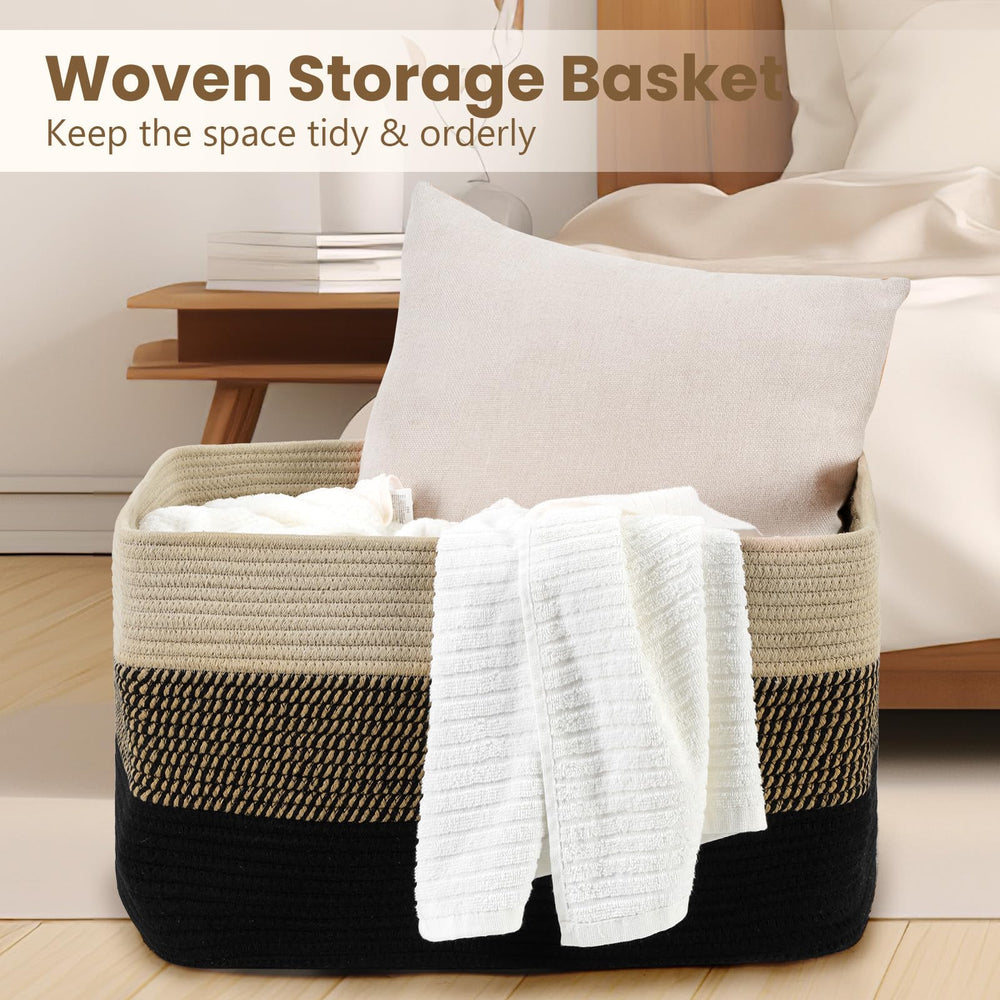 Optish 95L blanket basket rectangular shape highlights stable organization.