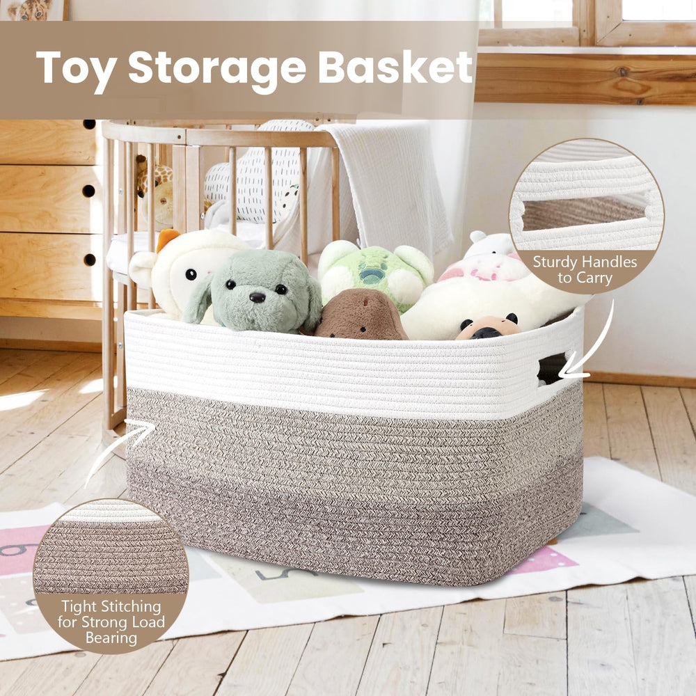 Optish blanket basket with dog toys illustrating pet-friendly toy storage