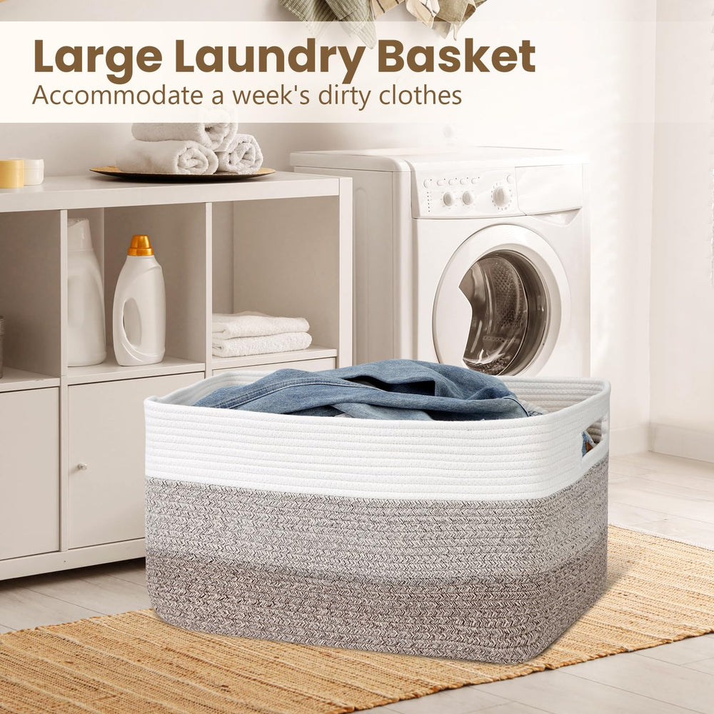 Optish blanket basket in living room blending warm decor with organized space
