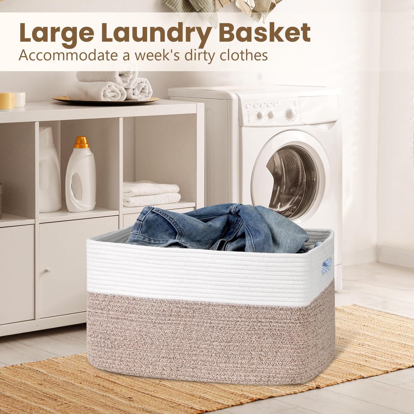 Optish large-capacity basket supports blankets, pillows, toys, or clothes