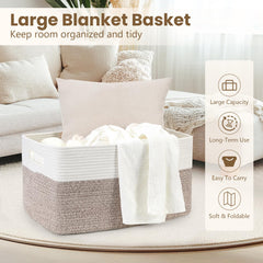 Optish woven basket in white and brown adds warm, modern decor and organization