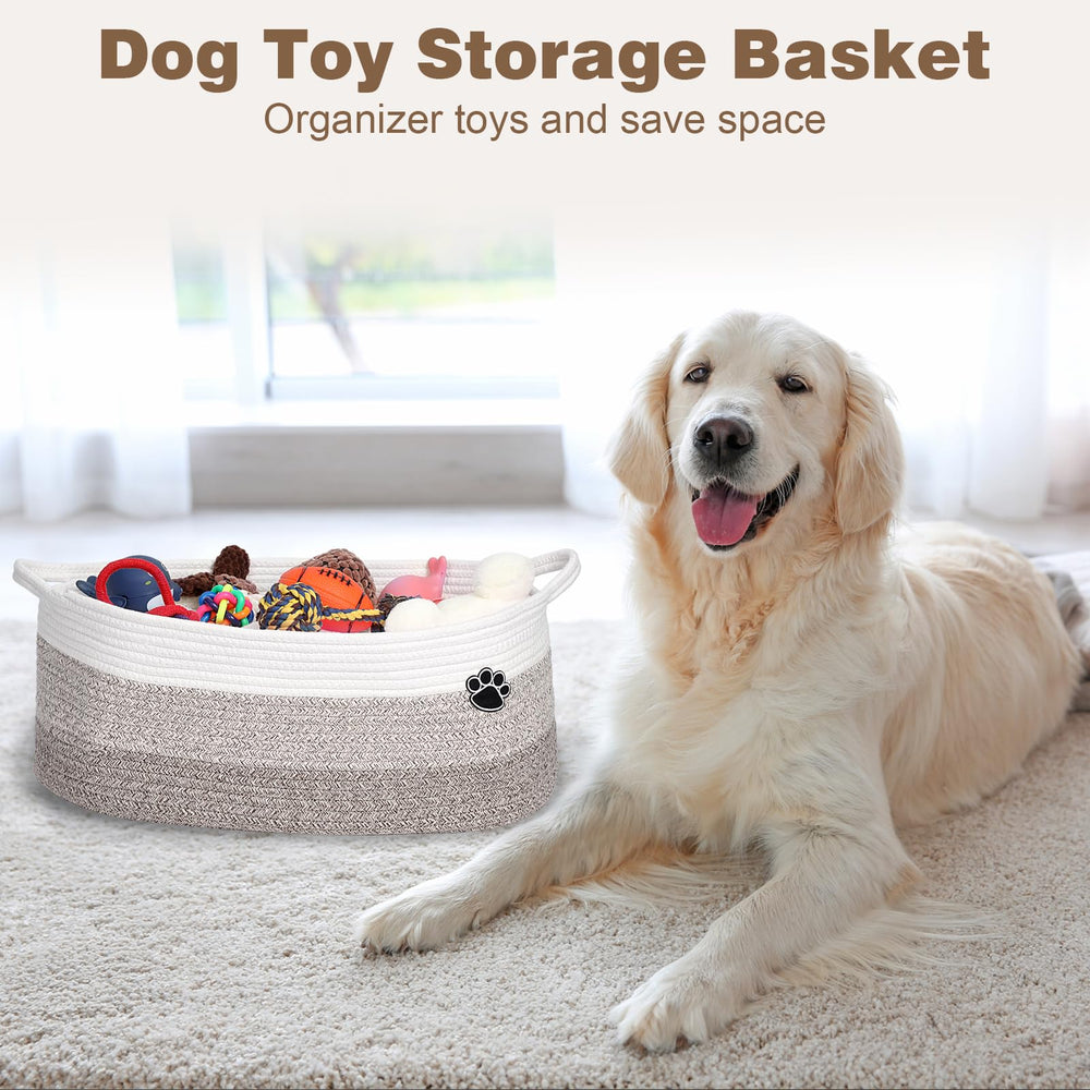 Optish dog toy basket closeup weave highlights durable cotton rope and cozy texture.