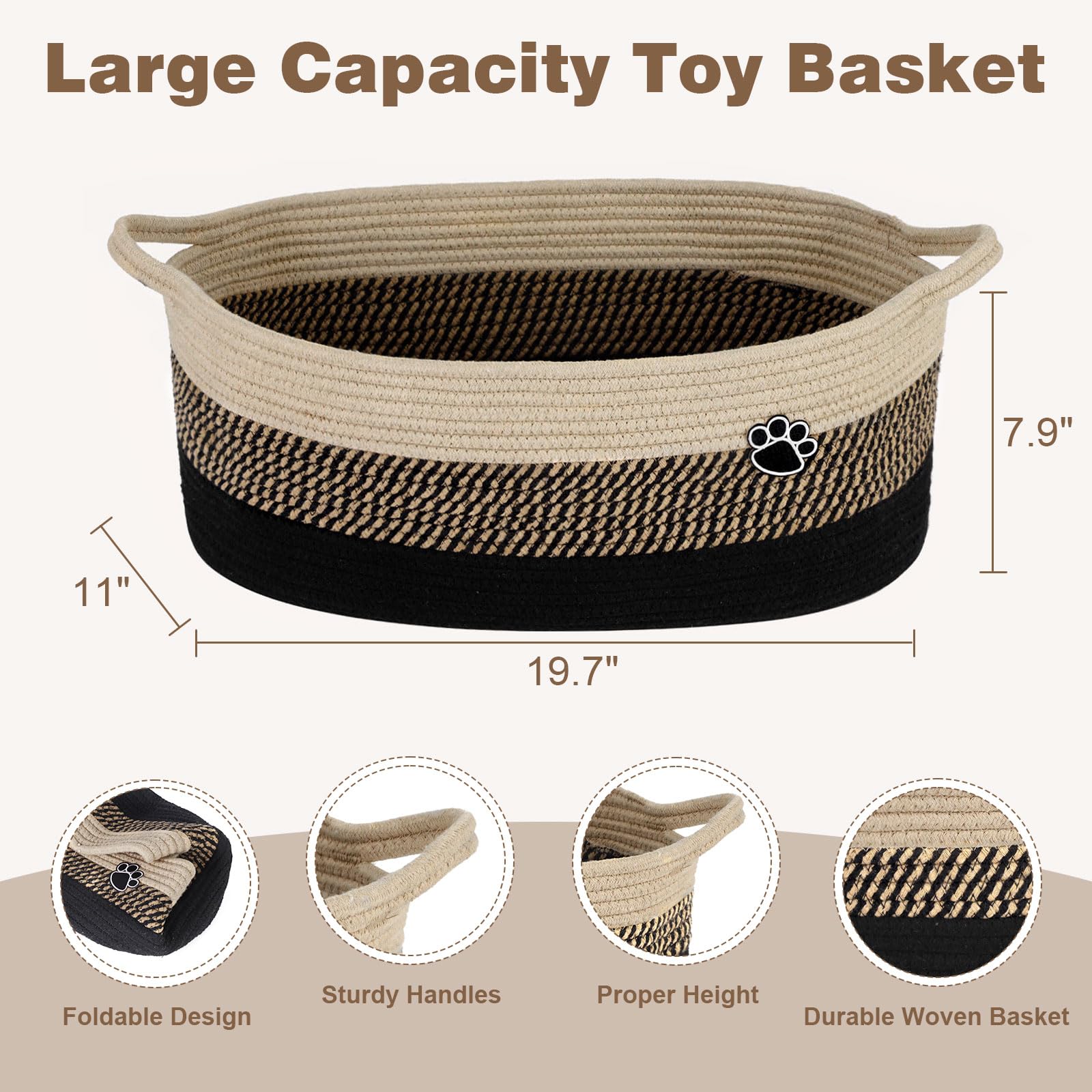 Optish dog toy basket closeup weave shows durable cotton rope construction.