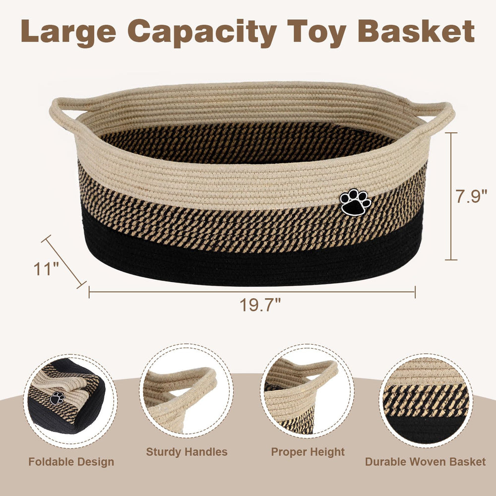 Optish dog toy basket closeup weave shows durable cotton rope construction.