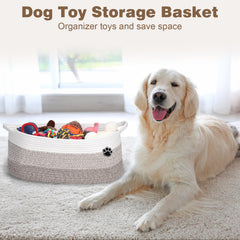Optish dog toy basket closeup weave highlights durable cotton rope and cozy texture.