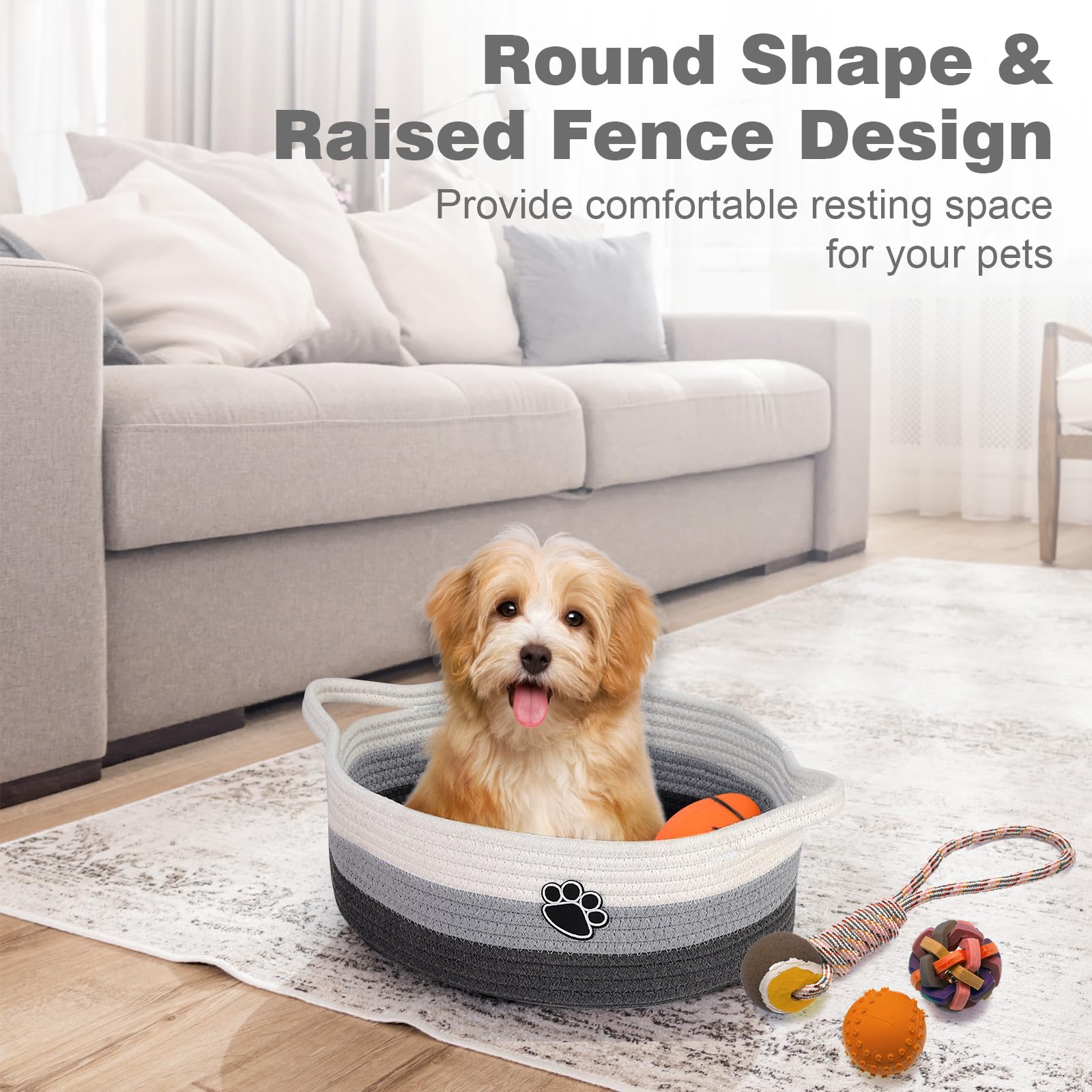 Optish dog toy basket in closet for tidy pet and baby gear storage.