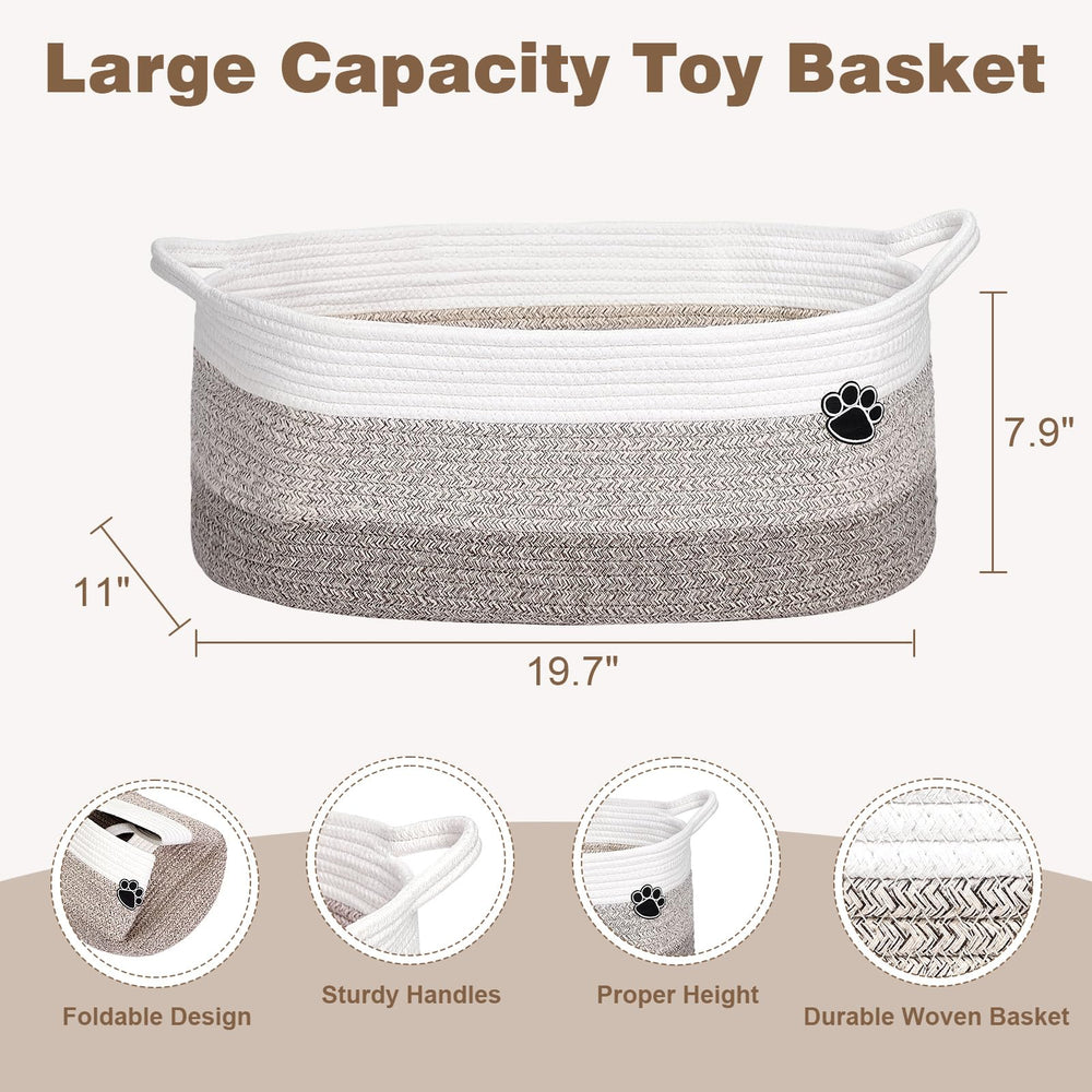 Optish dog toy basket in living room demonstrates organized space for pet gear.