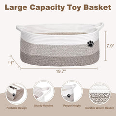 Optish dog toy basket in living room demonstrates organized space for pet gear.