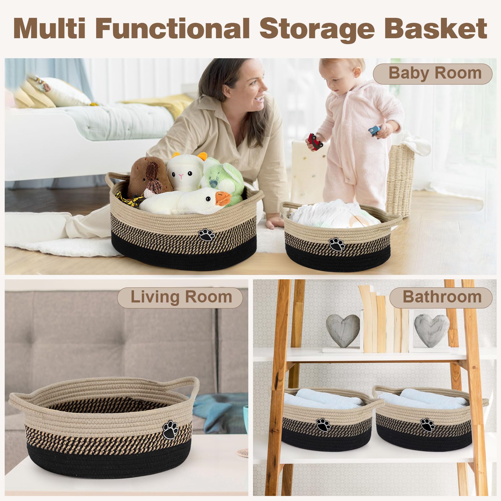 Optish dog toy basket warm brown tone enhances living room decor